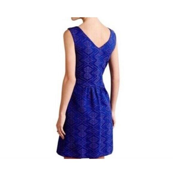New Anthropologie Maeve Blue & Purple Mini Dress Sz. 12 Sleeveless Side Pockets‎ - Picture 2 of 7